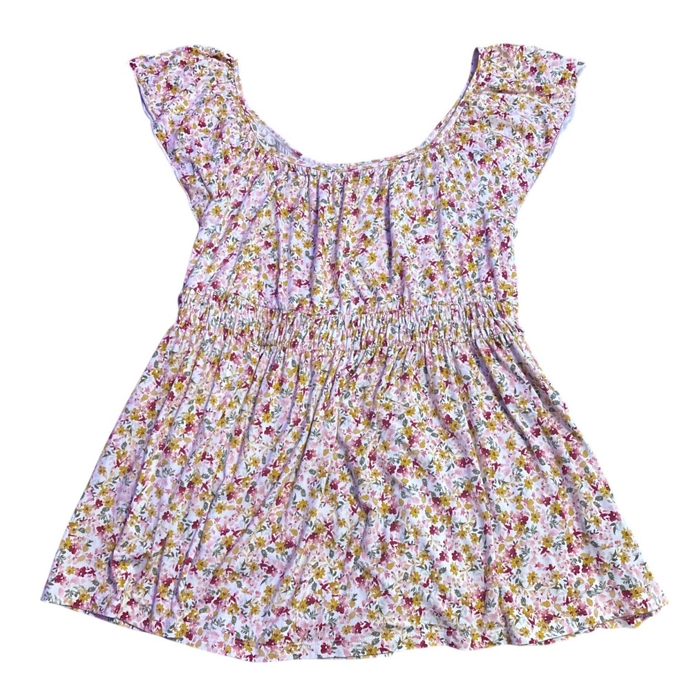 Torrid Super Soft Floral Babydoll Tunic Top Short Sleeve Plus Size 1/1X